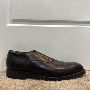 Santoni Shoes Mens Size 10.5 Black Leather Cap Toe Oxford Dress EE 101282